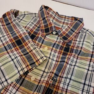 Polo Jeans Co Ralph‎ Lauren Sz XL Mens Short Sleeve Plaid Button Down Shirt Logo